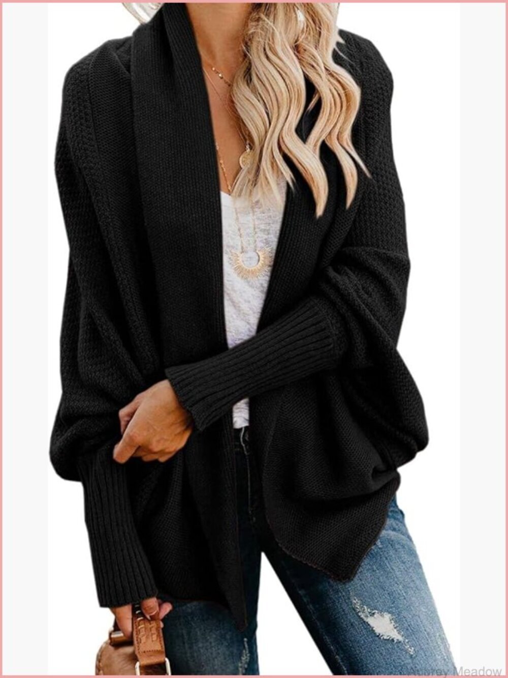 Oversized Chunky Knit Cardigan Sweater Women Batwing Open Front Wrap Coat